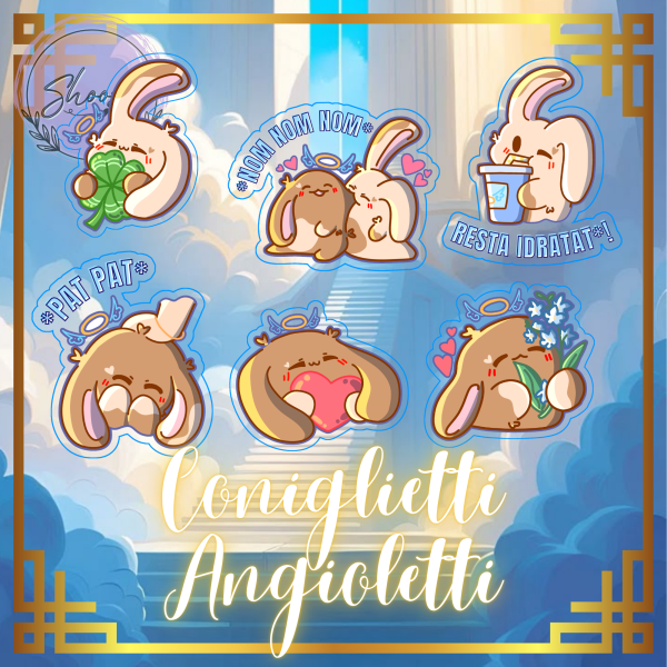 Coniglietti Angioletti Clear PET Vinyl Die Cut Stickers