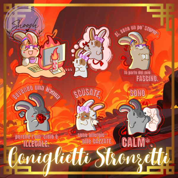 Coniglietti Stronzetti Clear PET Vinyl Die Cut Stickers