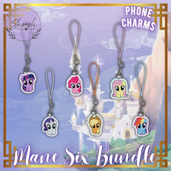 Mane Six Bundle Phone Charm Clear Acrylic Keychains