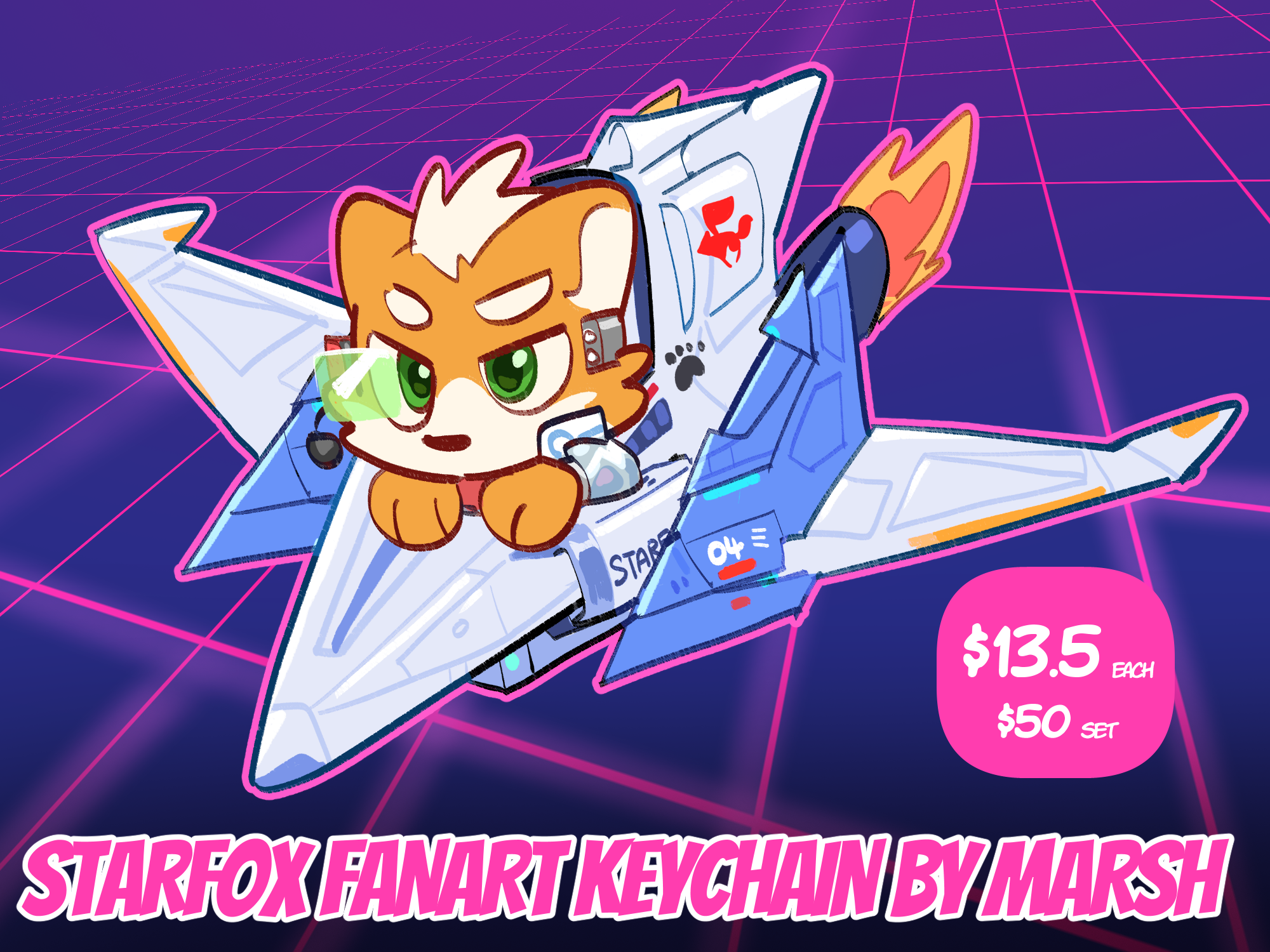 Fox McCloud - Starfox Fanart Keychain by Marsh