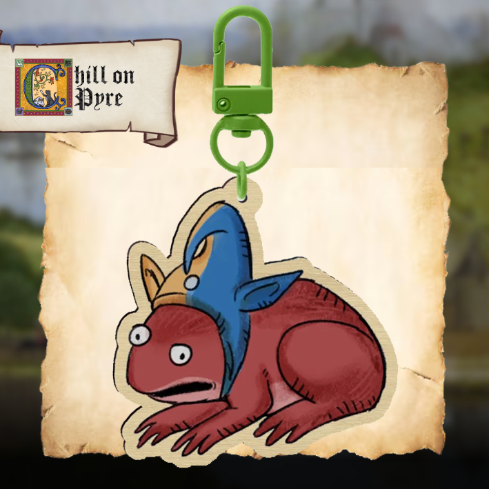 Red Frog Wood Keychain