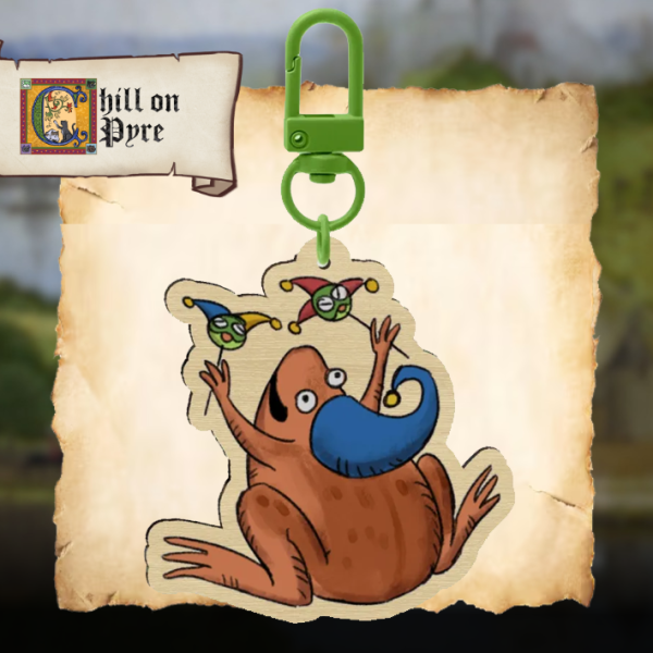 Orange Frog Wood Keychain