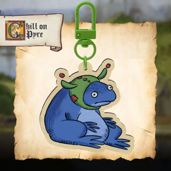Blue Frog Wood Keychain