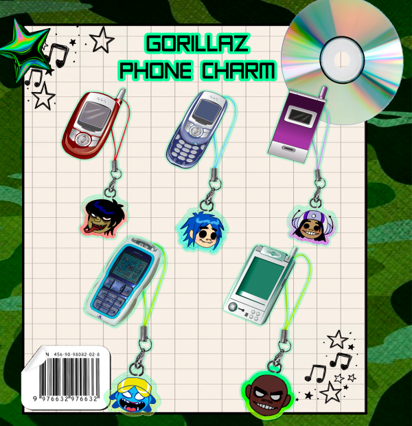 Gorillaz glitter phone charms set