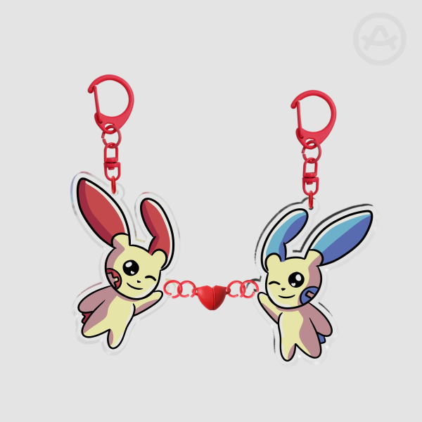 Plusle and Minun Matching Keychain Set