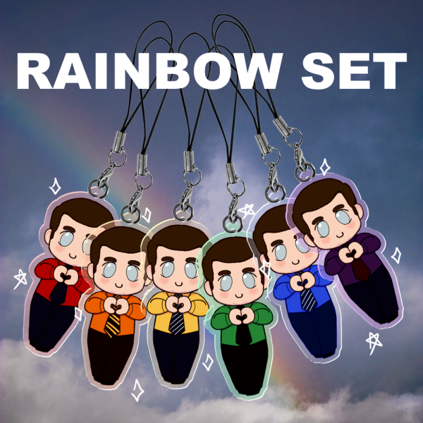 Rainbow Heart Hands Ianto Jones Keychain Set