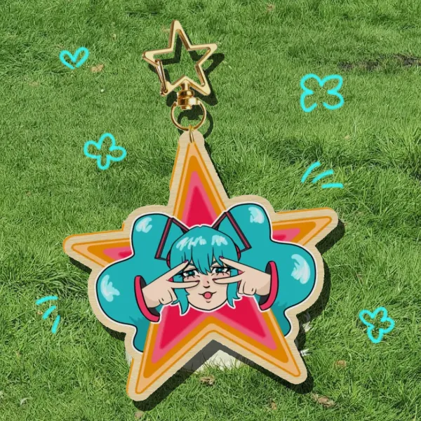 Miku Beam Wood Keychain