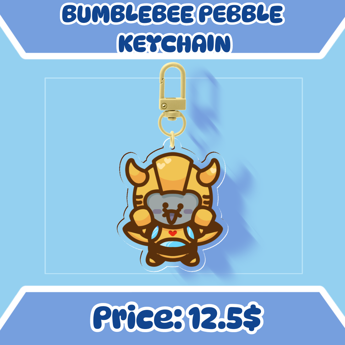 Bumblebee Pebble Keychain