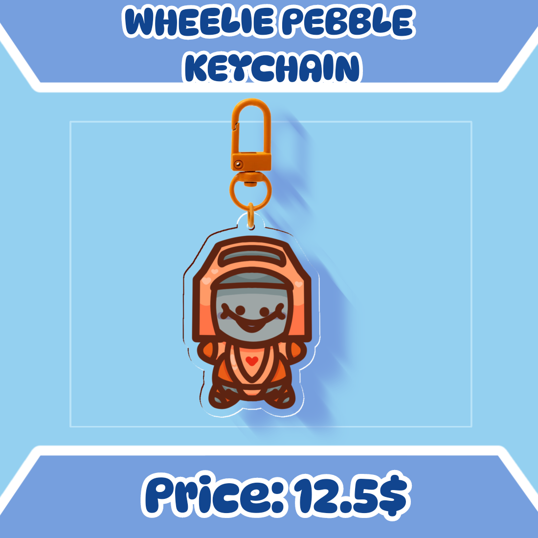 Wheelie Pebble Keychain