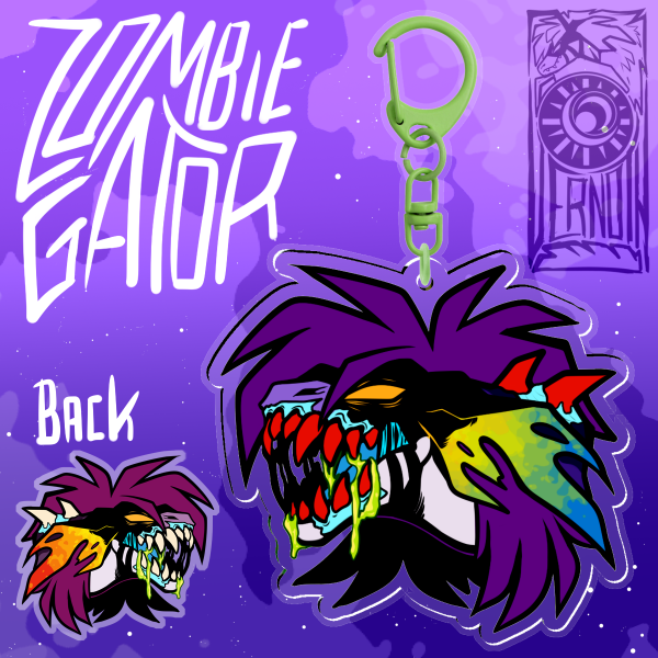 Vernoth Zombie Gator | Two Sided Acrylic Keychain