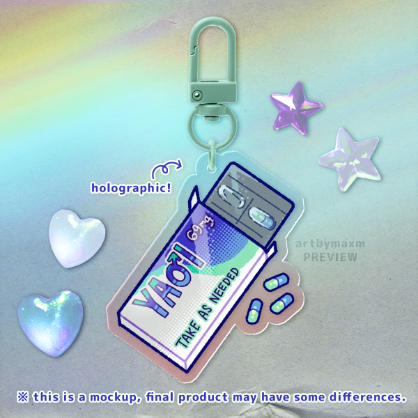 Yaoi Pills Holographic Acrylic Keychain