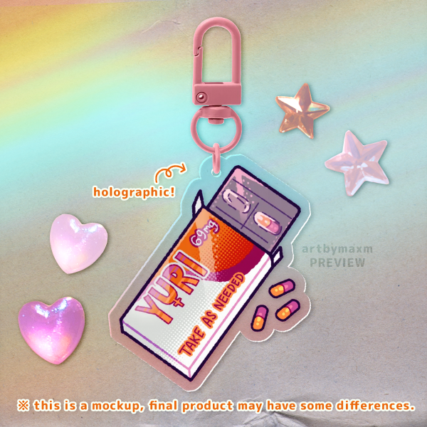 Yuri Pills Holographic Acrylic Keychain