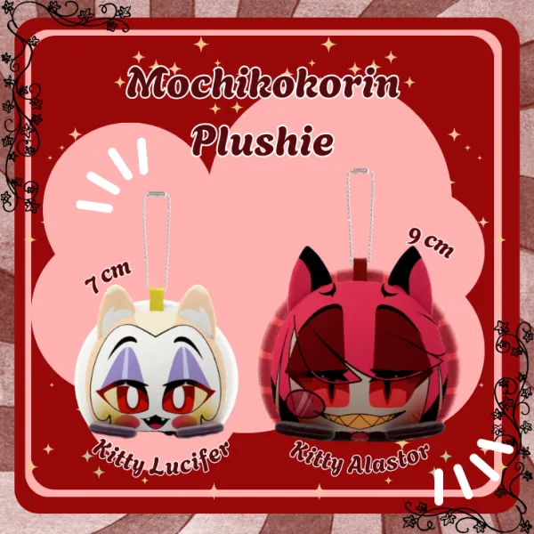 Kitty Lucifer & Kitty Alastor Bundle Set || Mochikokorin Plush Keychain || Hazbin Hotel