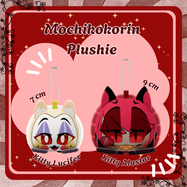 Kitty Lucifer & Kitty Alastor Bundle Set || Mochikokorin Plush Keychain || Hazbin Hotel