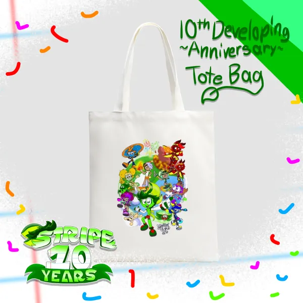 Stripe 10 Developing Years Canvas Tote Bag