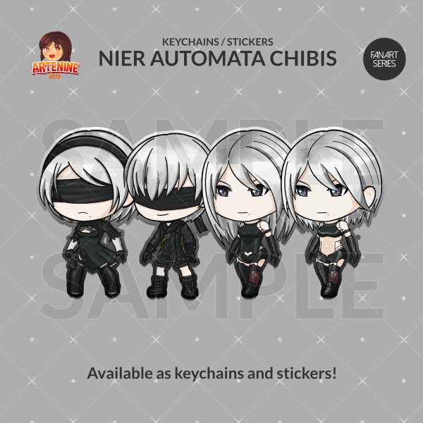 Fanart Series - Nier Automata Chibi Keychains set