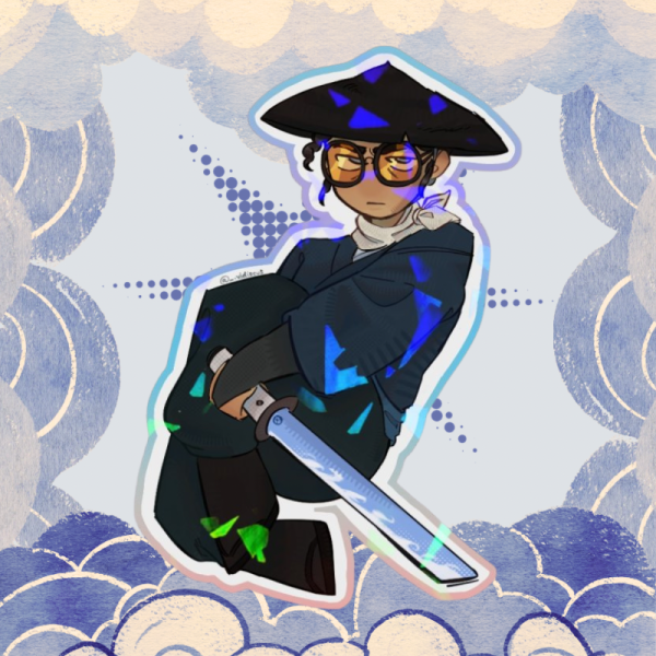 MIZU || Blue Eye Samurai || Holografic Die Cut Sticker
