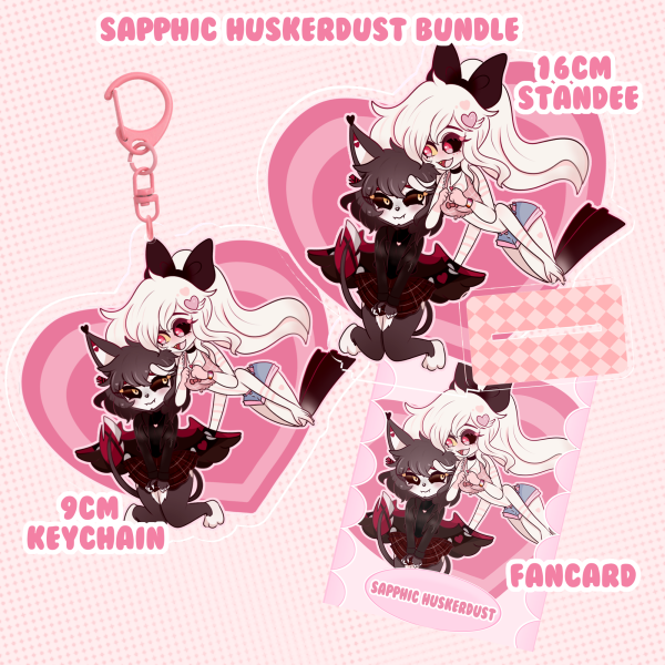 HuskerDust Sapphic Bundle | Angel Dust and Husk | Hazbin hotel Fancard, keychain and standee
