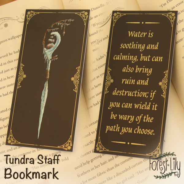 Fantasy Bookmark Tundra Magic Staff Illustration with Flavour Quote