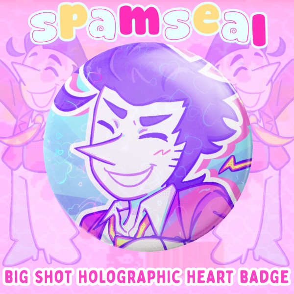 Big shot holographic heart badge