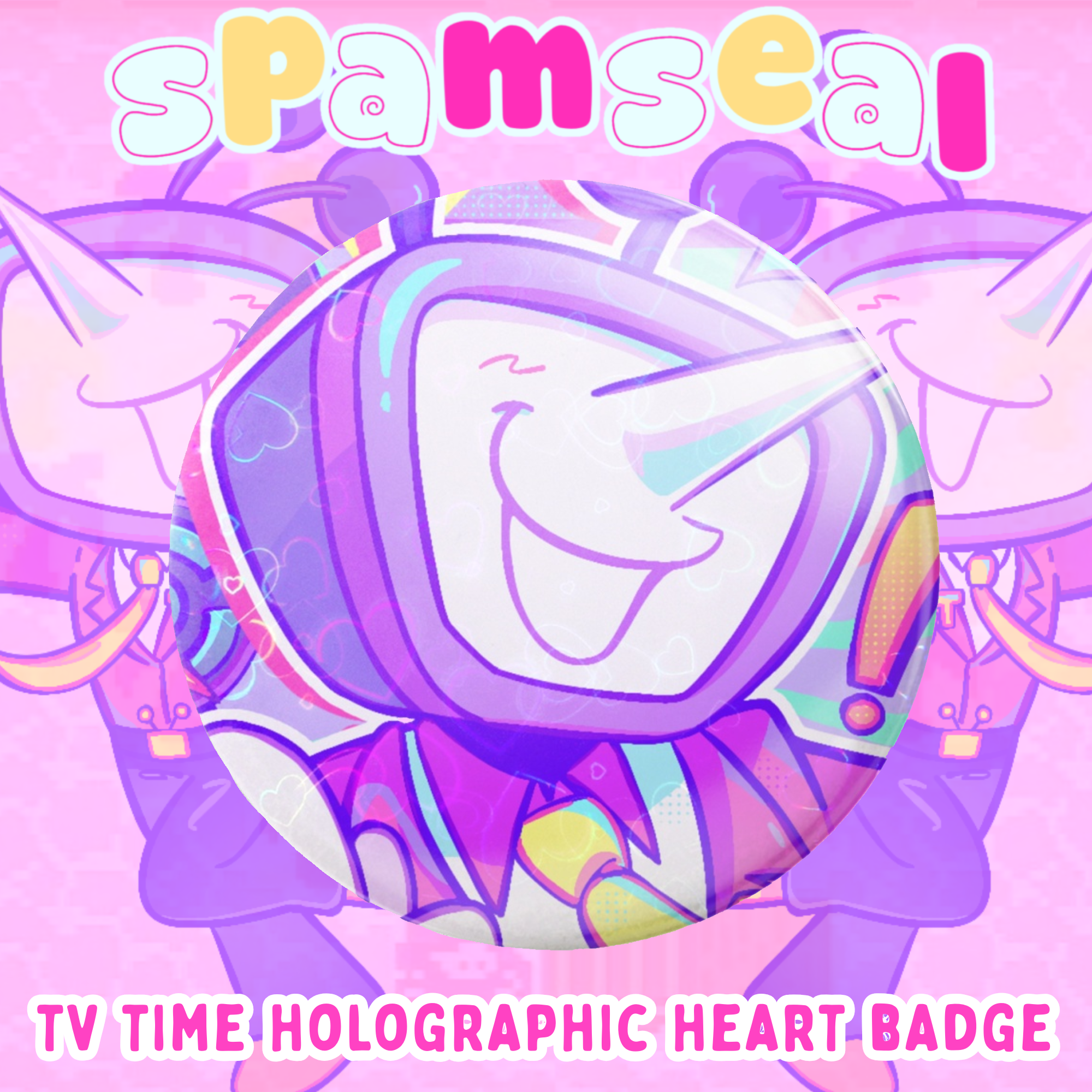 TV time holographic round badge