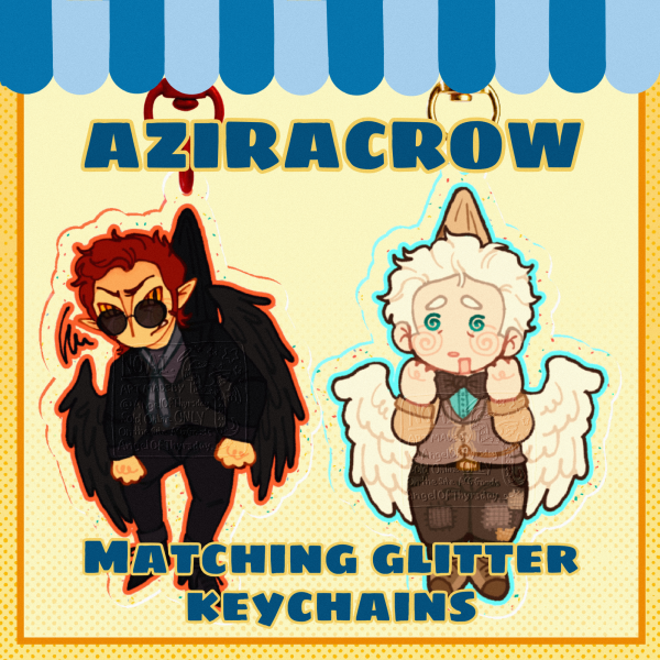 Aziracrow Good Omens — matching keychains set