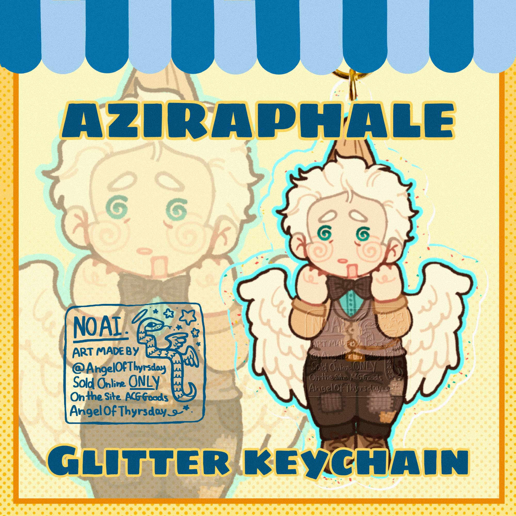 Aziraphale Good Omens — Glitter Acrylic Keychains
