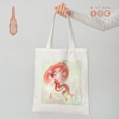 "Tomato Parasol" • Vertical Canvas Tote Bags
