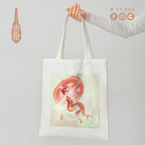 "Tomato Parasol" • Vertical Canvas Tote Bags