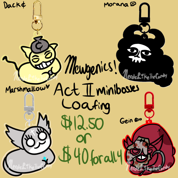 Mewgenics: Desert Cat minibosses Loafing Acrylic Charm Keychain Set