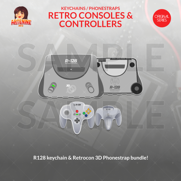 Artenine Originals - R128 & Retrocon 3D keychain & phonestrap bundle