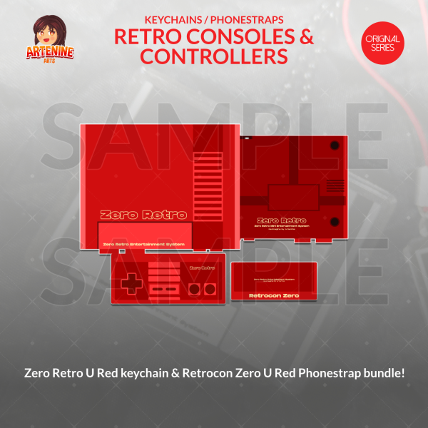 Artenine Originals - Zero Retro U Red & Retrocon Zero U Red keychain & phonestrap bundle
