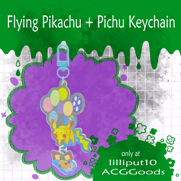 Flying Pikachu + Pichu Keychain