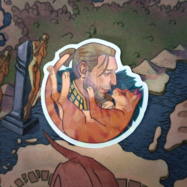 Dragon Age - Anders and Ser Pounce-a-lot Holo Sticker