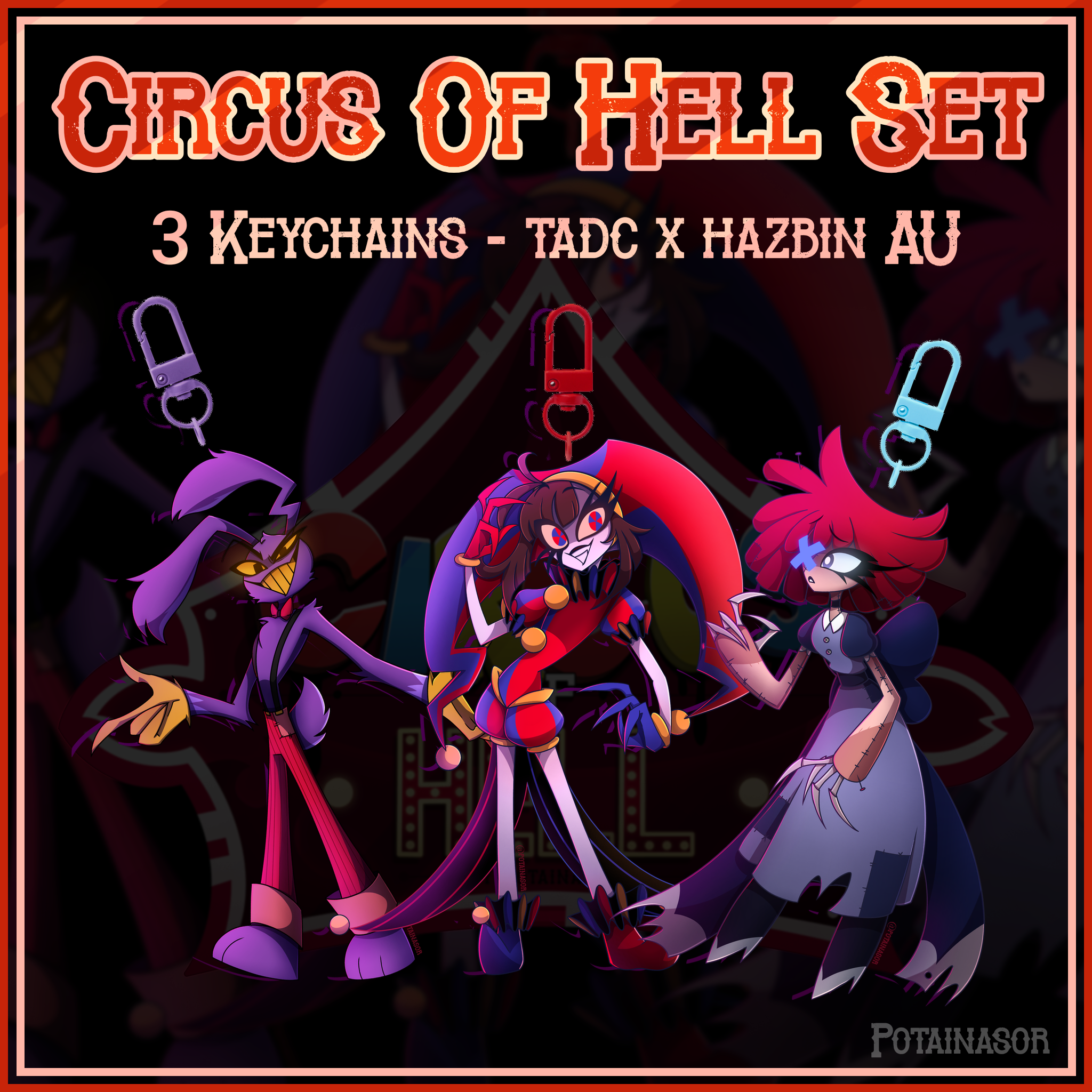 Circus of Hell Set 🎪🔥| 3 Acrylic Keychains | Hazbin Hotel x The
