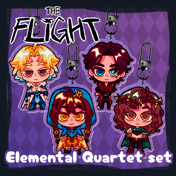 The Flight Elemental Quartet Metals Keychain Set