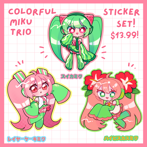 Colorful Miku Trio Sticker Set