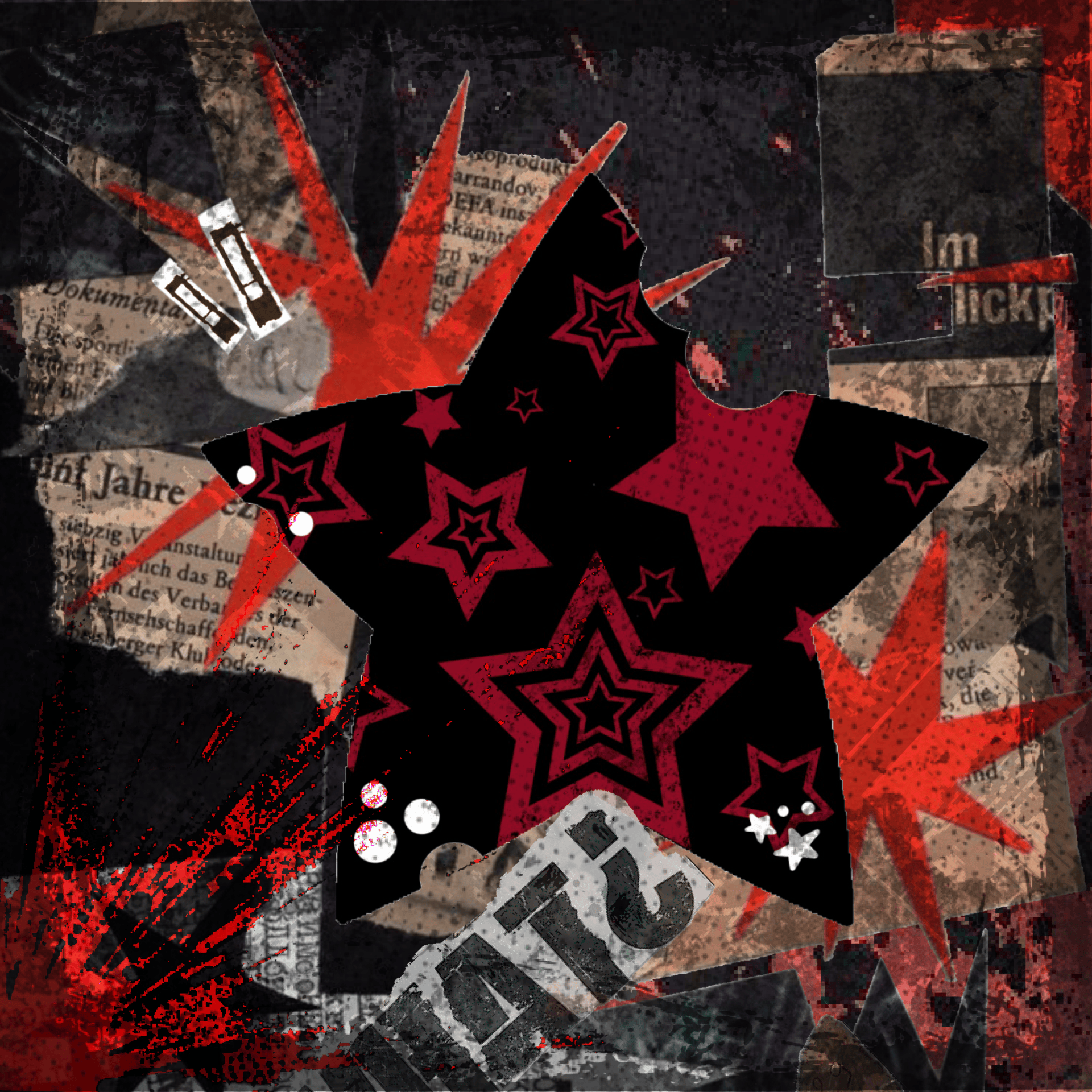 Red & Black Stars - Alt Die Cut Stickers ｡⋆𖤐