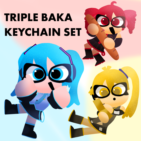 Triple Baka Keychain Set
