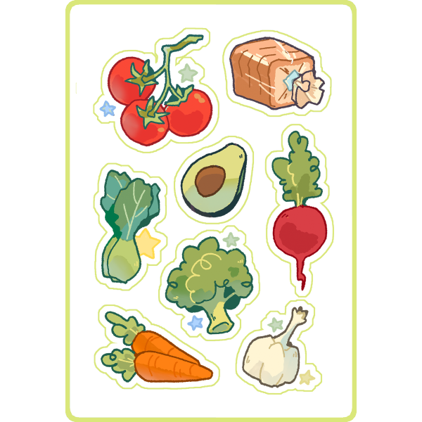 vegetables sticker sheet