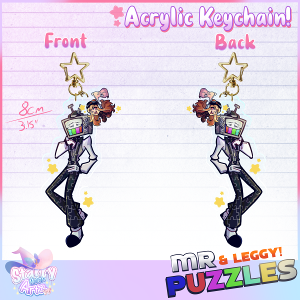 mr puzzles and leggy double keychain