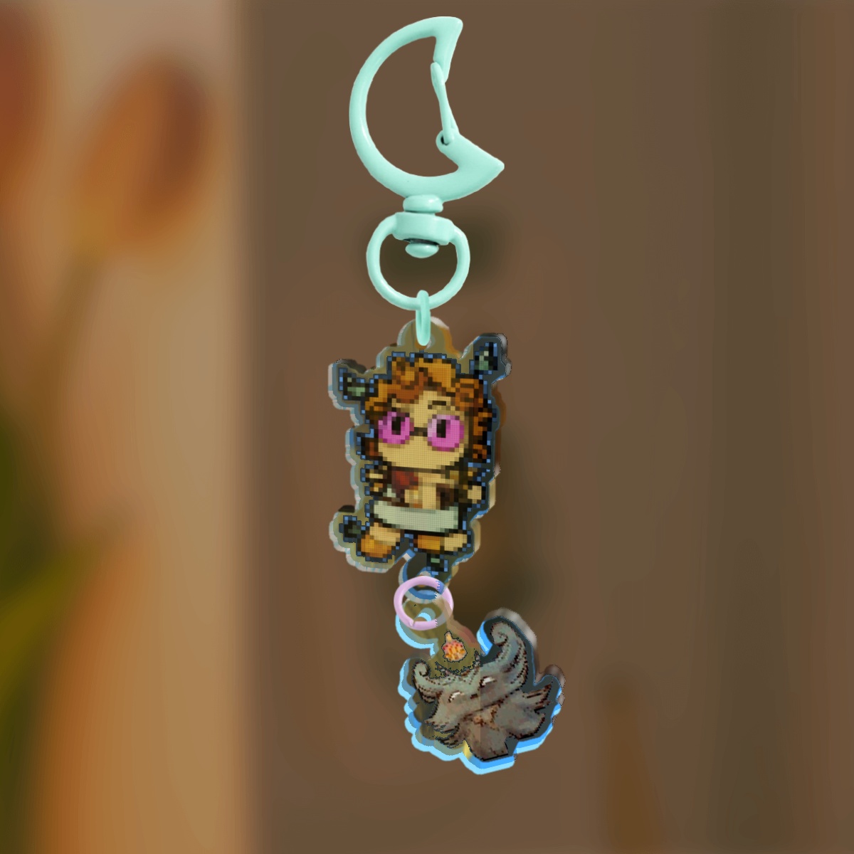 Pixel Hermes + Winion Connection Acrylic Keychains