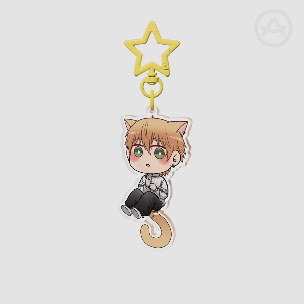 Cat Hayato Tail-wagging Keychain