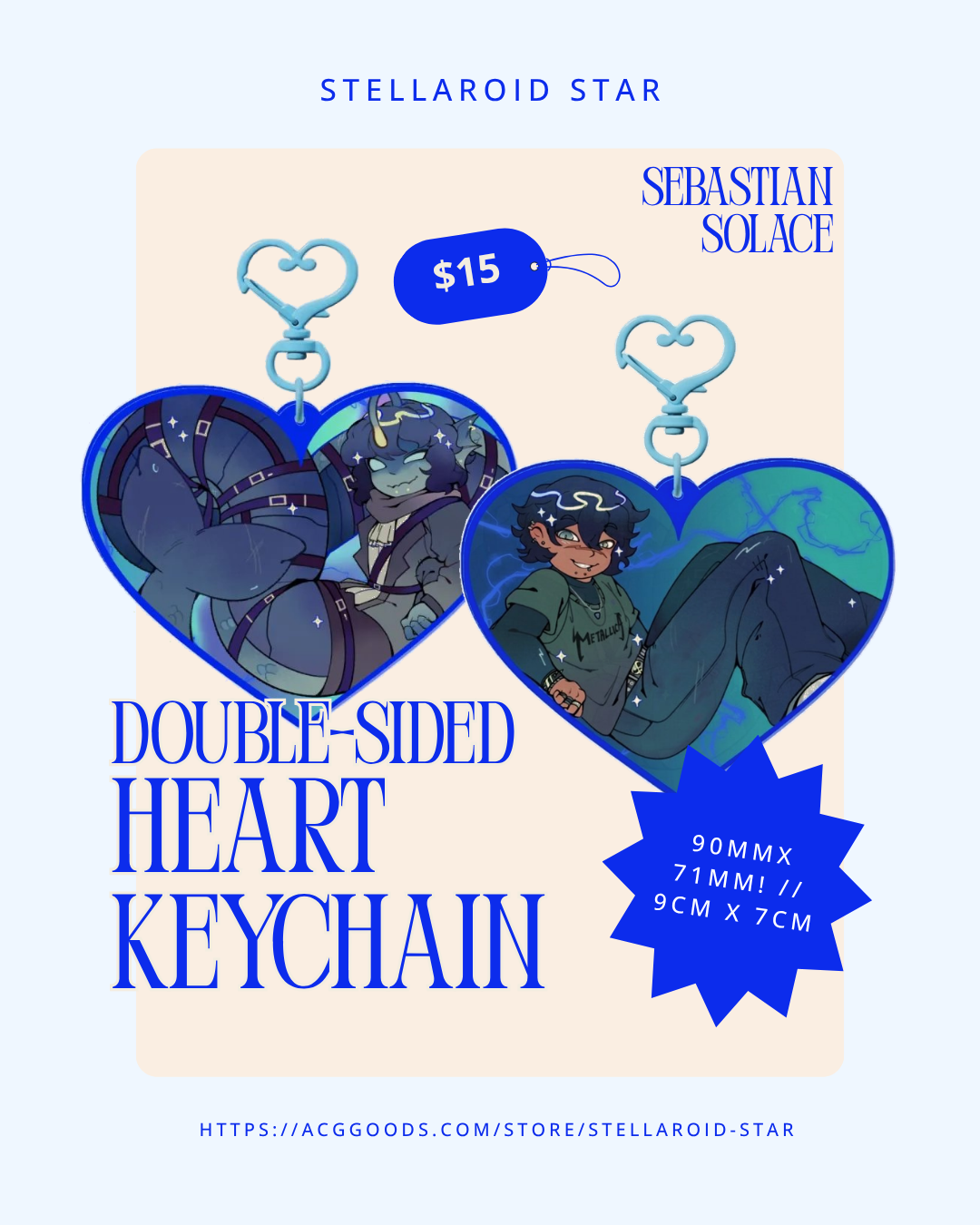 Sebastian Solace double-sided Heart keychain