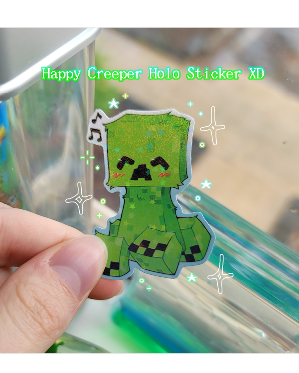 Happy Creeper Holo Sticker