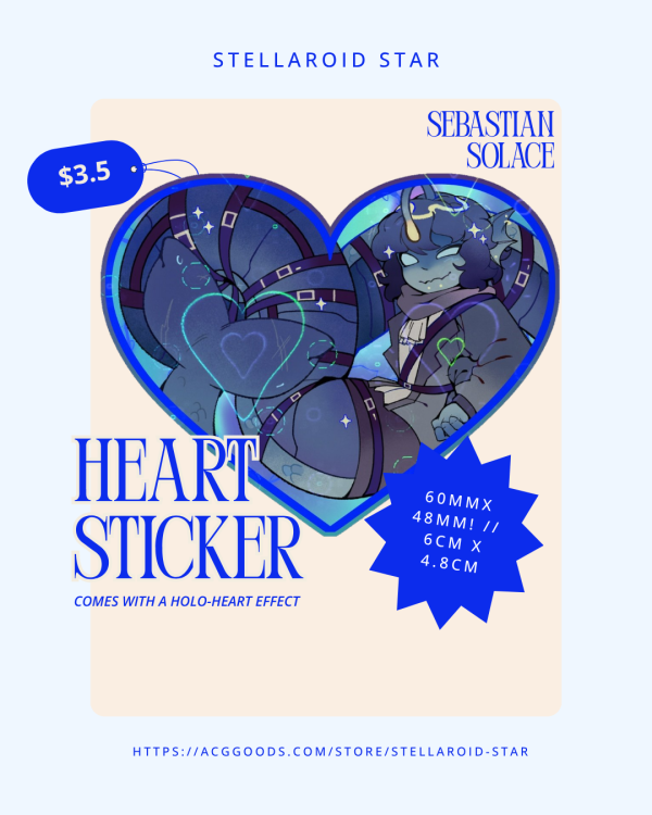 Sebastian Solace Die Cut Heart Sticker