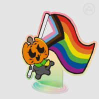 Kat Patch Pumpkin Cat LGBTQ+ Pride Flag Clear Acrylic Standees