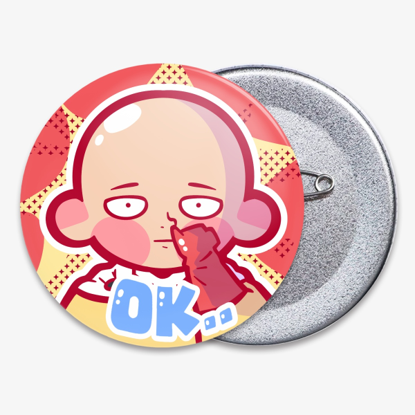 Soft Touch Badge Button Pin - Saitama - One Punch Man Anime OPM