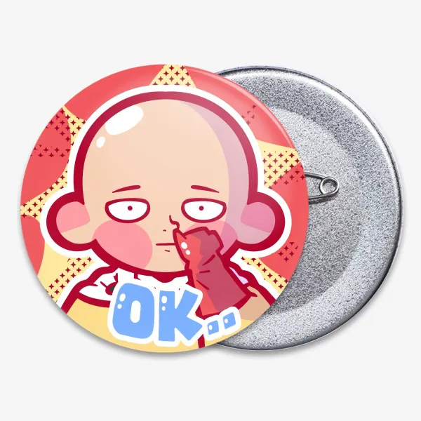 Soft Touch Badge Button Pin - Saitama - One Punch Man Anime OPM