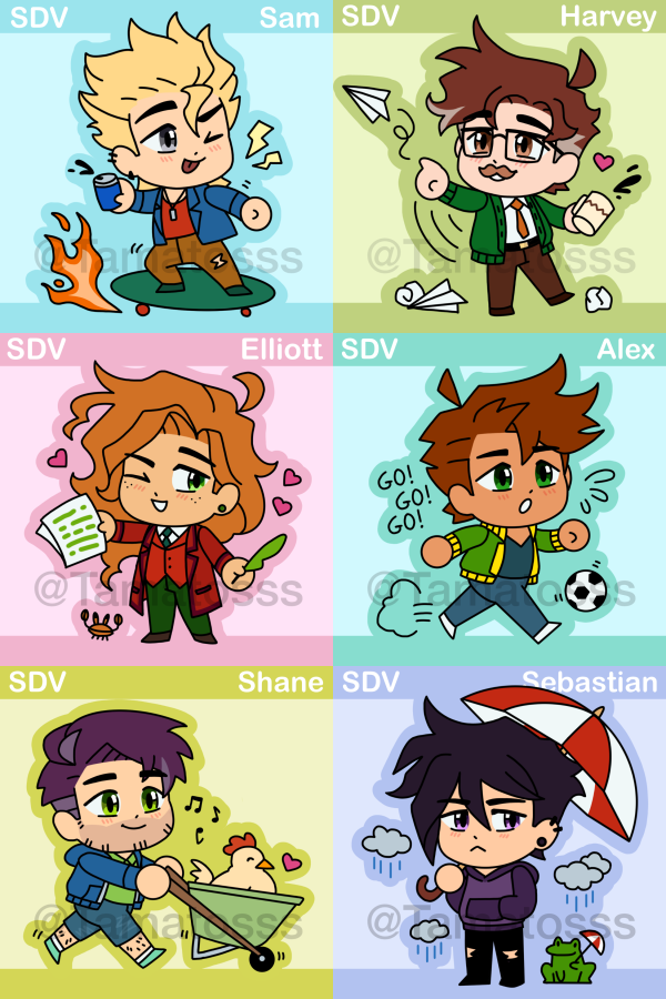 Stardew Valley 6 Bachelor Sticker Set (Glossy)